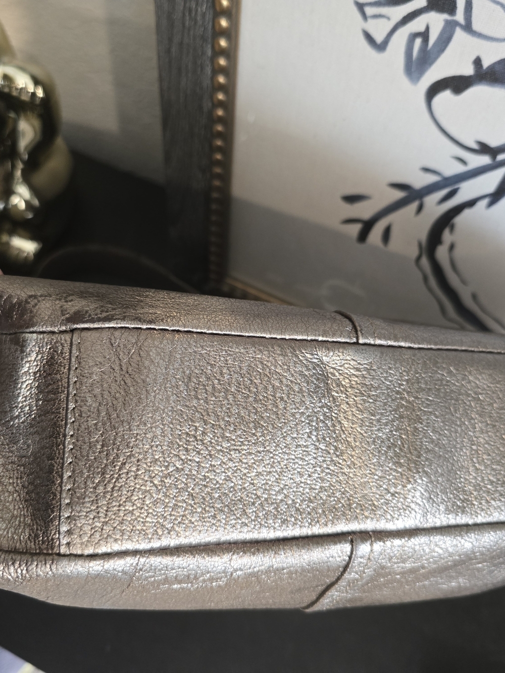 Coach Chelsea Ashlyn Metallic Pewter Leather Turnlock Hobo Bag With Wallet - Picture 11 of 16